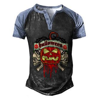 Funny Halloween Halloween Skulls Bloody Pumpkin Graphic Design Printed Casual Daily Basic Men's Henley Shirt Raglan Sleeve 3D Print T-shirt - Thegiftio UK