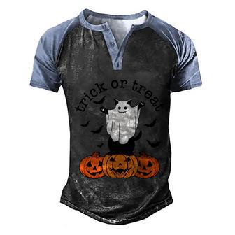 Funny Halloween Halloween Trick Or Treat Shirt Black Cat Ghost Halloween V2 Men's Henley Shirt Raglan Sleeve 3D Print T-shirt - Thegiftio UK