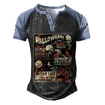 Funny Halloween Halloween Vintage Poster Horror Movies Comic Graphic Design Printed Casual Daily Basic V2 Men's Henley Shirt Raglan Sleeve 3D Print T-shirt - Thegiftio UK