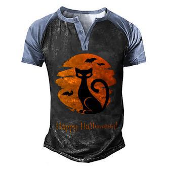 Funny Halloween Happy Halloween Cat Graphic Design Printed Casual Daily Basic V2 Men's Henley Shirt Raglan Sleeve 3D Print T-shirt - Thegiftio UK