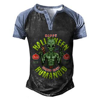 Funny Halloween Happy Halloween Humanoid Alien Trick Or Treat Graphic Design Printed Casual Daily Basic Men's Henley Shirt Raglan Sleeve 3D Print T-shirt - Thegiftio UK