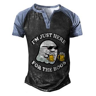 Funny Halloween Here For The Boos Funny Halloween Party Graphic Design Printed Casual Daily Basic Men's Henley Shirt Raglan Sleeve 3D Print T-shirt - Thegiftio UK