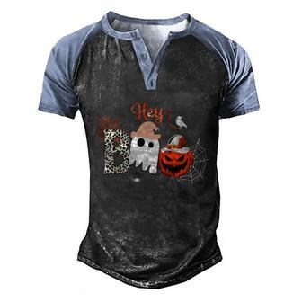 Funny Halloween Hey Boo Funny Halloween Cute Ghost Pumpkin Graphic Design Printed Casual Daily Basic Men's Henley Shirt Raglan Sleeve 3D Print T-shirt - Thegiftio UK