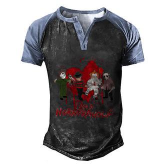 Funny Halloween I Am A Horroraholic Funny Halloween Graphic Design Printed Casual Daily Basic Men's Henley Shirt Raglan Sleeve 3D Print T-shirt - Thegiftio UK