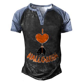 Funny Halloween I Love Heart Halloween Cute Black Cat Balloon Graphic Design Printed Casual Daily Basic Men's Henley Shirt Raglan Sleeve 3D Print T-shirt - Thegiftio UK