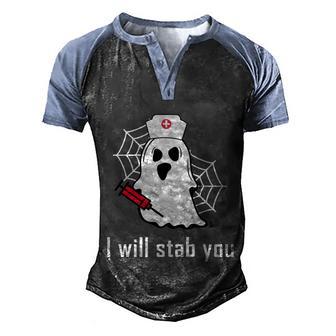 Funny Halloween I Will Stab You Ghost Nurse Graphic Design Printed Casual Daily Basic Men's Henley Shirt Raglan Sleeve 3D Print T-shirt - Thegiftio UK