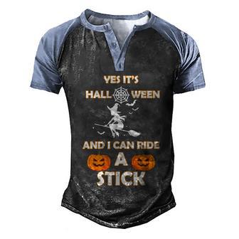 Funny Halloween Its Halloween & I Can Ride A Stick Witch Graphic Design Printed Casual Daily Basic Men's Henley Shirt Raglan Sleeve 3D Print T-shirt - Thegiftio UK