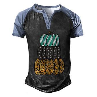 Funny Halloween Leopard Pumpkin Cheetah Leopard Pumpkin Halloween Cheetah Pum Men's Henley Shirt Raglan Sleeve 3D Print T-shirt - Thegiftio UK