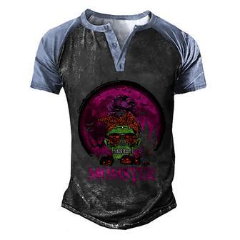 Funny Halloween Momster Bun Hair Halloween Pumpkin Boo Spooky Gift For Mom Men's Henley Shirt Raglan Sleeve 3D Print T-shirt - Thegiftio UK