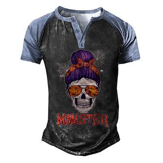Funny Halloween Momster Monster Skull Graphic Design Printed Casual Daily Basic Men's Henley Shirt Raglan Sleeve 3D Print T-shirt - Thegiftio UK
