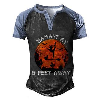 Funny Halloween Namastay 6 Feet Away Funny Halloween Min Graphic Design Printed Casual Daily Basic Men's Henley Shirt Raglan Sleeve 3D Print T-shirt - Thegiftio UK