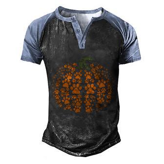 Funny Halloween Paw Print Pumpkin Halloween Min Graphic Design Printed Casual Daily Basic Men's Henley Shirt Raglan Sleeve 3D Print T-shirt - Thegiftio UK