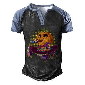 Funny Halloween Pumpkin Head Eating Candy Graphic Design Printed Casual Daily Basic Men's Henley Shirt Raglan Sleeve 3D Print T-shirt - Thegiftio UK