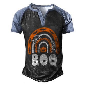 Funny Halloween Rainbow Boo Funny Halloween Rainbow Halloween Spooky Cute H Men's Henley Shirt Raglan Sleeve 3D Print T-shirt - Thegiftio UK