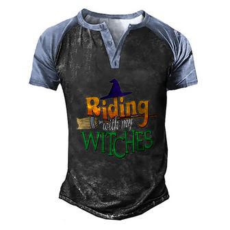 Funny Halloween Riding With My Witches Women Graphic Design Printed Casual Daily Basic Men's Henley Shirt Raglan Sleeve 3D Print T-shirt - Thegiftio UK