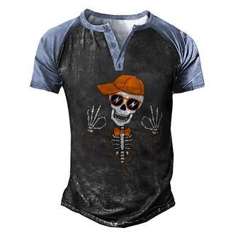 Funny Halloween Skeleton Hipster Bowtie Tuxedo Tux Graphic Design Printed Casual Daily Basic V2 Men's Henley Shirt Raglan Sleeve 3D Print T-shirt - Thegiftio UK