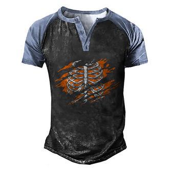 Funny Halloween Skeleton Rib Torn Halloween Graphic Design Printed Casual Daily Basic Men's Henley Shirt Raglan Sleeve 3D Print T-shirt - Thegiftio UK
