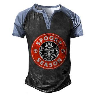 Funny Halloween Spooky Season Halloween Coffee Ring Its Spooky Season Trick Men's Henley Shirt Raglan Sleeve 3D Print T-shirt - Thegiftio UK