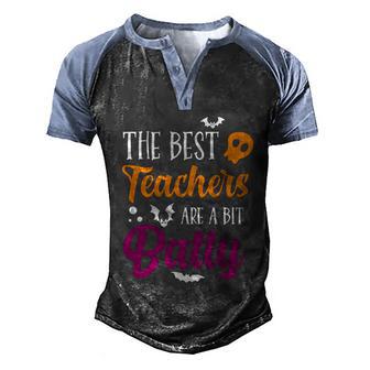 Funny Halloween Teachers The Best Teachers Are A Bit Batty Graphic Design Printed Casual Daily Basic Men's Henley Shirt Raglan Sleeve 3D Print T-shirt - Thegiftio UK