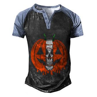 Funny Halloween The Horrors Of Halloween Skull Min Graphic Design Printed Casual Daily Basic Men's Henley Shirt Raglan Sleeve 3D Print T-shirt - Thegiftio UK