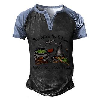 Funny Halloween This Witch Needs Wine Halloween Pumpkin Graphic Design Printed Casual Daily Basic Men's Henley Shirt Raglan Sleeve 3D Print T-shirt - Thegiftio UK