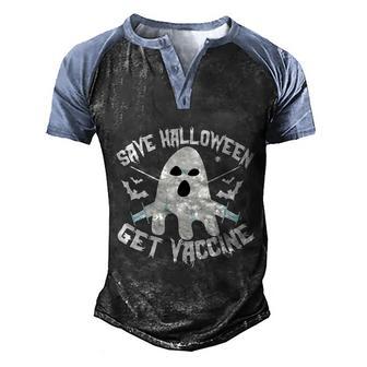 Funny Halloween Vaccinated Witches Save Halloween Graphic Design Printed Casual Daily Basic Men's Henley Shirt Raglan Sleeve 3D Print T-shirt - Thegiftio UK