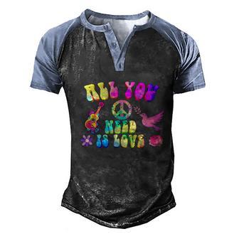 Funny Hippie Costume Peace Sign Love 60S 70S Party Graphic Design Printed Casual Daily Basic Men's Henley Shirt Raglan Sleeve 3D Print T-shirt - Thegiftio UK