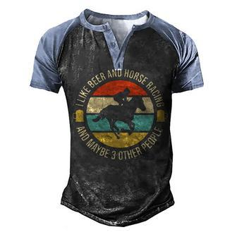 Funny Horse Racing I Like Horse Racing Ky Derby Horse Men's Henley Shirt Raglan Sleeve 3D Print T-shirt - Thegiftio UK