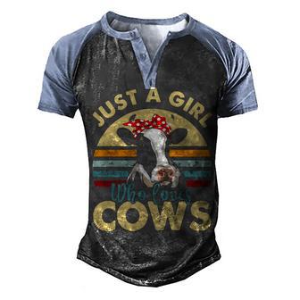 Funny Im Just A Girl Who Loves Cows Cow Farmer Farm Graphic Design Printed Casual Daily Basic Men's Henley Shirt Raglan Sleeve 3D Print T-shirt - Thegiftio UK