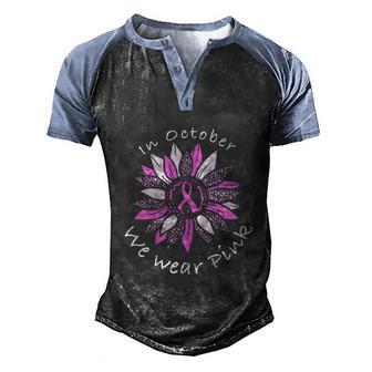 Funny In October We Wear Pink Breast Cancer Costume Sunflower Teen Graphic Design Printed Casual Daily Basic Men's Henley Shirt Raglan Sleeve 3D Print T-shirt - Thegiftio UK