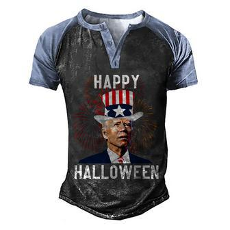 Funny Joe Biden Happy Halloween For Fourth Of July V2 Men's Henley Shirt Raglan Sleeve 3D Print T-shirt - Monsterry