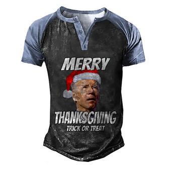 Funny Joe Biden Merry Thanksgiving Trick Or Treat Tshirt Graphic Design Printed Casual Daily Basic Men's Henley Shirt Raglan Sleeve 3D Print T-shirt - Thegiftio UK