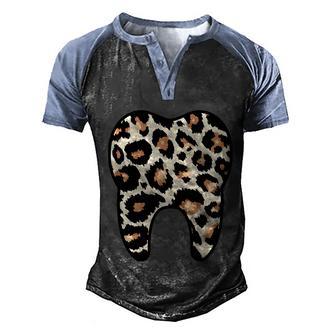 Funny Leopard Leo Dental Hygienist Teeth Assistant Dentistry Tshirt Graphic Design Printed Casual Daily Basic Men's Henley Shirt Raglan Sleeve 3D Print T-shirt - Thegiftio UK