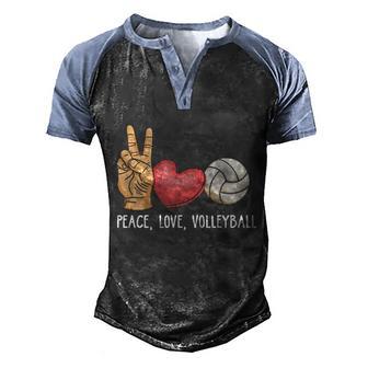 Funny Lover Volleyball Player Peace Love Volleyball Cool Gift Graphic Design Printed Casual Daily Basic Men's Henley Shirt Raglan Sleeve 3D Print T-shirt - Thegiftio UK