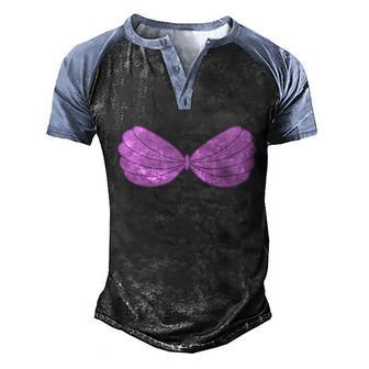 Funny Mermaid Purple Seashell Bra Summer Halloween Graphic Design Printed Casual Daily Basic Men's Henley Shirt Raglan Sleeve 3D Print T-shirt - Thegiftio UK