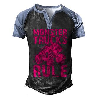 Funny Monster Truck Gift For Kids Boys Girl Cool Truck Lover Men's Henley Shirt Raglan Sleeve 3D Print T-shirt - Thegiftio UK