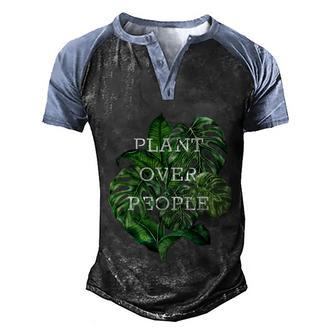 Funny Monstera Plants Over People Monstera Leaf Gift Graphic Design Printed Casual Daily Basic Men's Henley Shirt Raglan Sleeve 3D Print T-shirt - Thegiftio UK