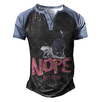 Funny Nope Pitbull Breed With Nope Not Today Dog Graphic Sweat Men's Henley Shirt Raglan Sleeve 3D Print T-shirt - Thegiftio UK