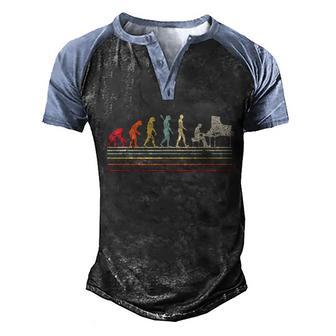 Funny Piano Gift Retro Vintage Evolution Of Man Gift Graphic Design Printed Casual Daily Basic Men's Henley Shirt Raglan Sleeve 3D Print T-shirt - Thegiftio UK