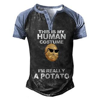 Funny Potato This Is My Human Costume Graphic Design Printed Casual Daily Basic Men's Henley Shirt Raglan Sleeve 3D Print T-shirt - Thegiftio UK