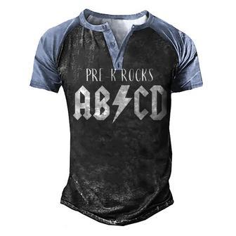 Funny Pre K Teacher Cute Back To School Gift Abcd Rock Men's Henley Shirt Raglan Sleeve 3D Print T-shirt - Thegiftio UK