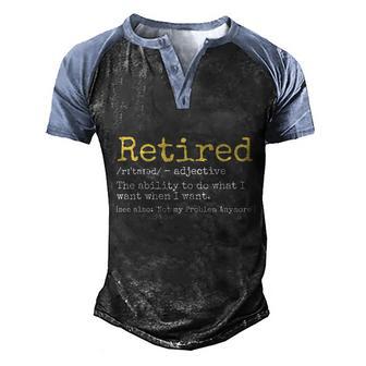 Funny Retired Definition Funny Retirement Graphic Design Printed Casual Daily Basic V3 Men's Henley Shirt Raglan Sleeve 3D Print T-shirt - Thegiftio UK