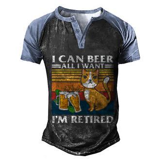 Funny Retirement Quote Funny Cat Lover Funny Beer Lover Beer Mug Retro Cat Men's Henley Shirt Raglan Sleeve 3D Print T-shirt - Thegiftio UK