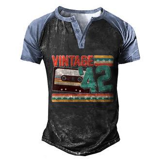 Funny Retro 1942 80Th Birthday Cassette Tape Men's Henley Shirt Raglan Sleeve 3D Print T-shirt - Thegiftio UK