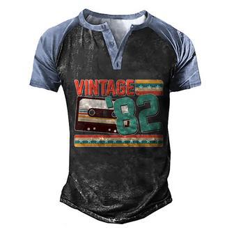Funny Retro 1982 40Th Birthday Cassette Tape Men's Henley Shirt Raglan Sleeve 3D Print T-shirt - Thegiftio UK