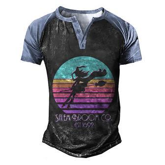 Funny Retro Salem Broom Co Est 1692 Halloween Graphic Design Printed Casual Daily Basic Men's Henley Shirt Raglan Sleeve 3D Print T-shirt - Thegiftio UK