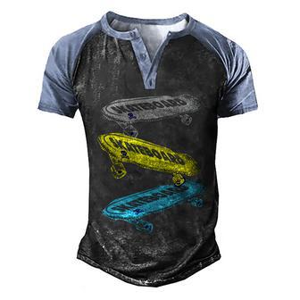 Funny Retro Skateboards Graphic Design Printed Casual Daily Basic Men's Henley Shirt Raglan Sleeve 3D Print T-shirt - Thegiftio UK