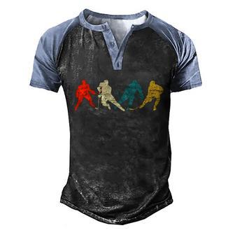 Funny Retro Style Hockey Players Graphic Design Printed Casual Daily Basic Men's Henley Shirt Raglan Sleeve 3D Print T-shirt - Thegiftio UK