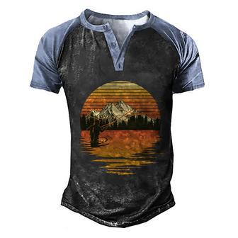 Funny Retro Sunset Sunrise Fly Fisherman Graphic Design Printed Casual Daily Basic Men's Henley Shirt Raglan Sleeve 3D Print T-shirt - Thegiftio UK