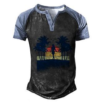 Funny Retro Sunset Tropical Vacation Graphic Design Printed Casual Daily Basic Men's Henley Shirt Raglan Sleeve 3D Print T-shirt - Thegiftio UK